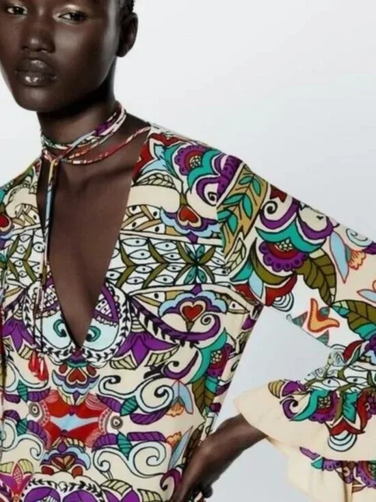 BLOGGERS FAV ZARA MULTICOLORED PRINTED DRESS - Picture 10 of 13